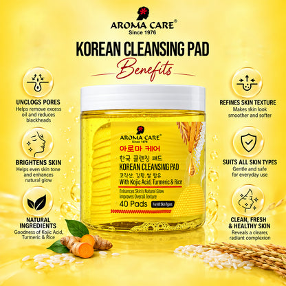 Korean Glass Skin Pads with Kojic Acid, Turmeric & Rice | Brightening Pads for Dark Spots 40 Pads