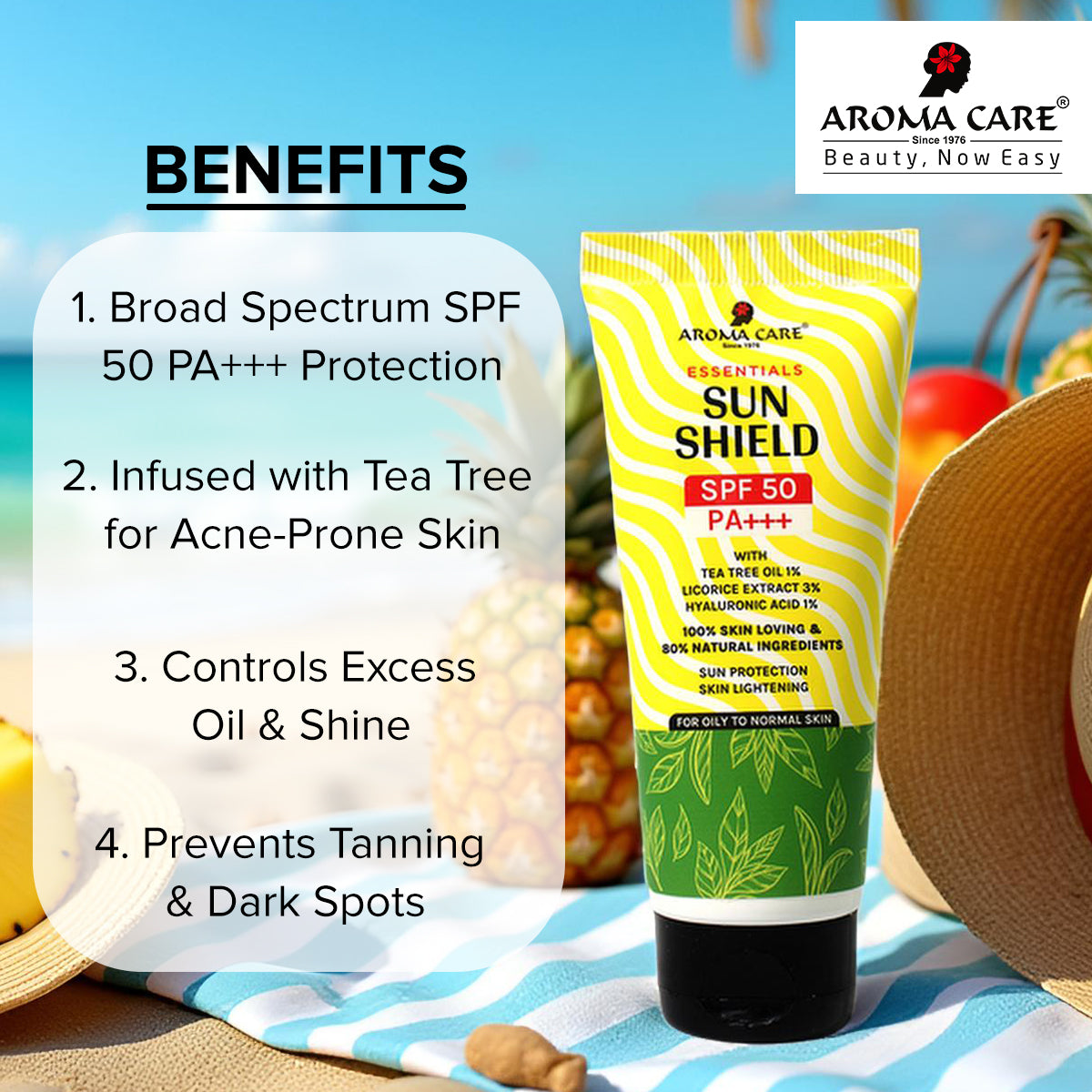 Sun Shield SPF 50 PA+++ Sunscreen With Tea