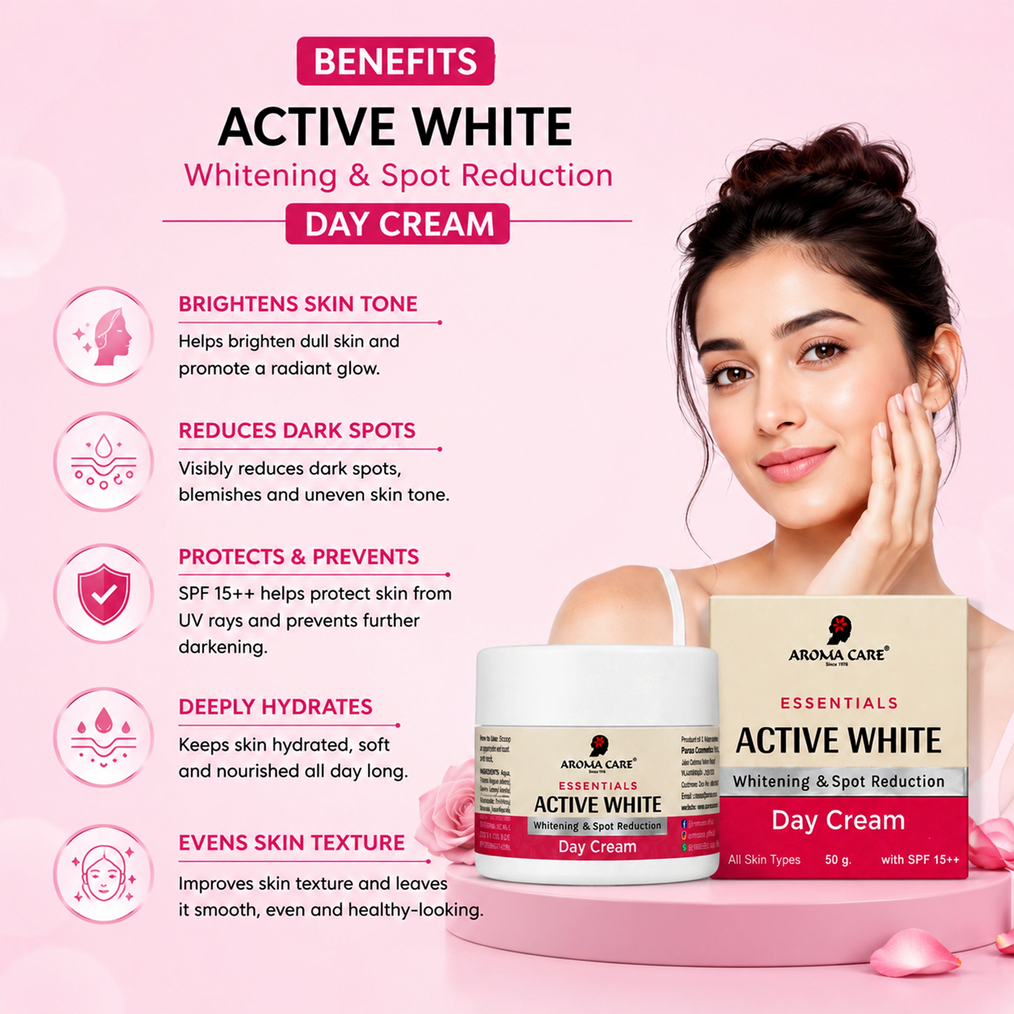 Active White Whitening & Spot Reduction Day Cream with Natural Ingredients
