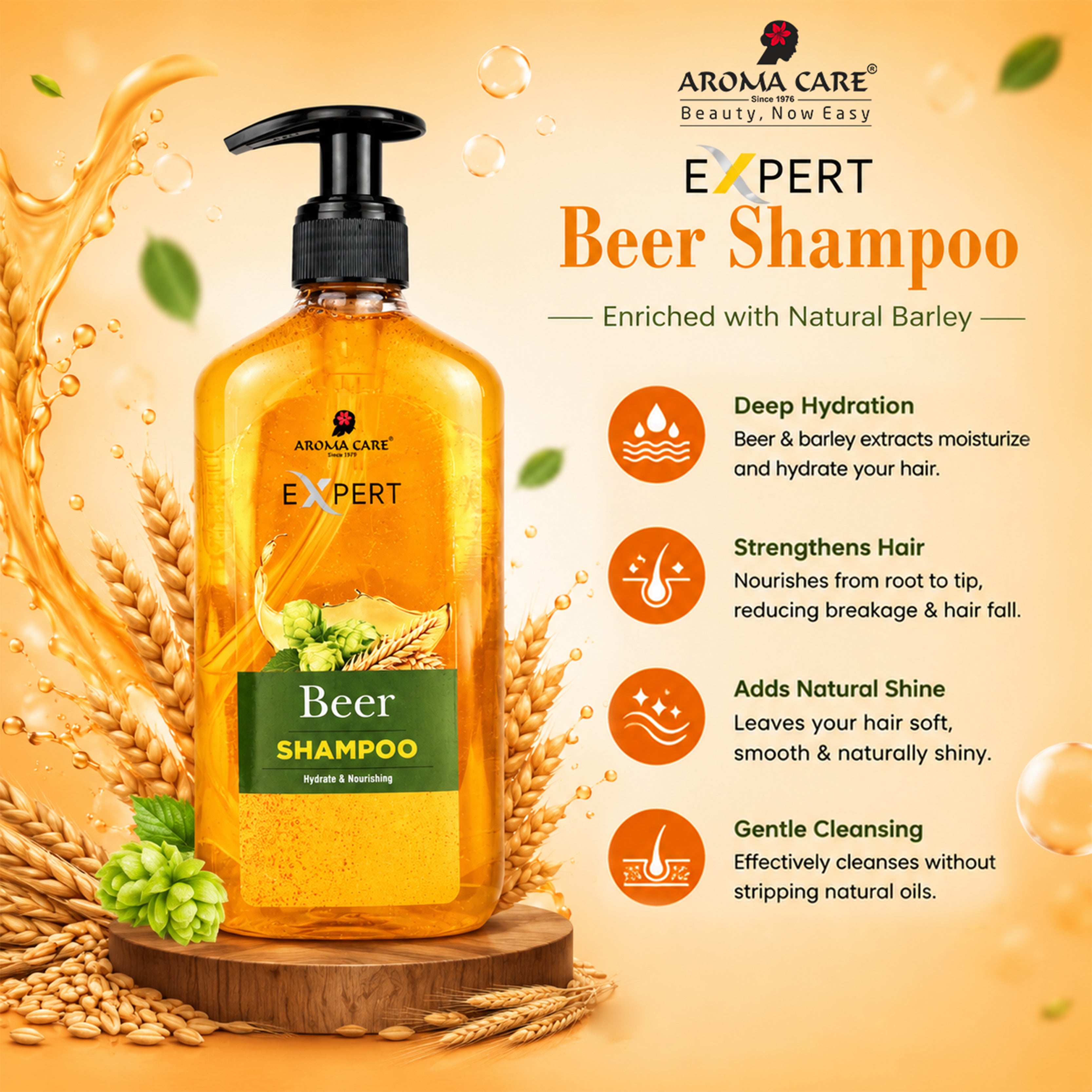 Beer Shampoo for Stronger, Shinier & Healthier Hair – Protein-Rich Formula