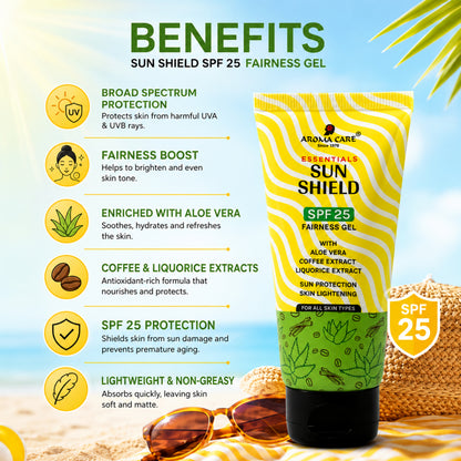 Sun Shield SPF 25 Fairness Gel Sunscreen for Daily UV Protection & Brightening