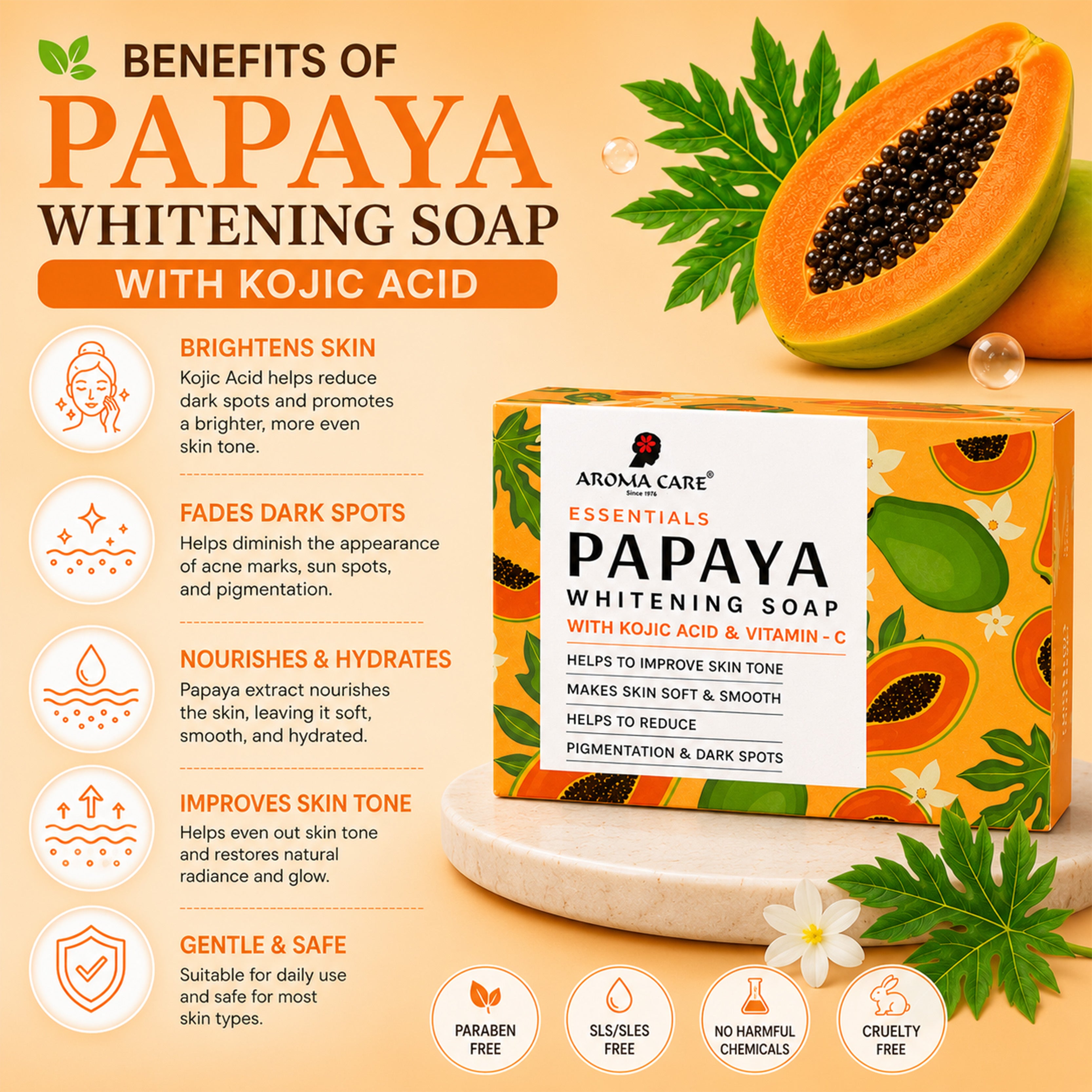 Papaya Whitening Soap with Kojic Acid