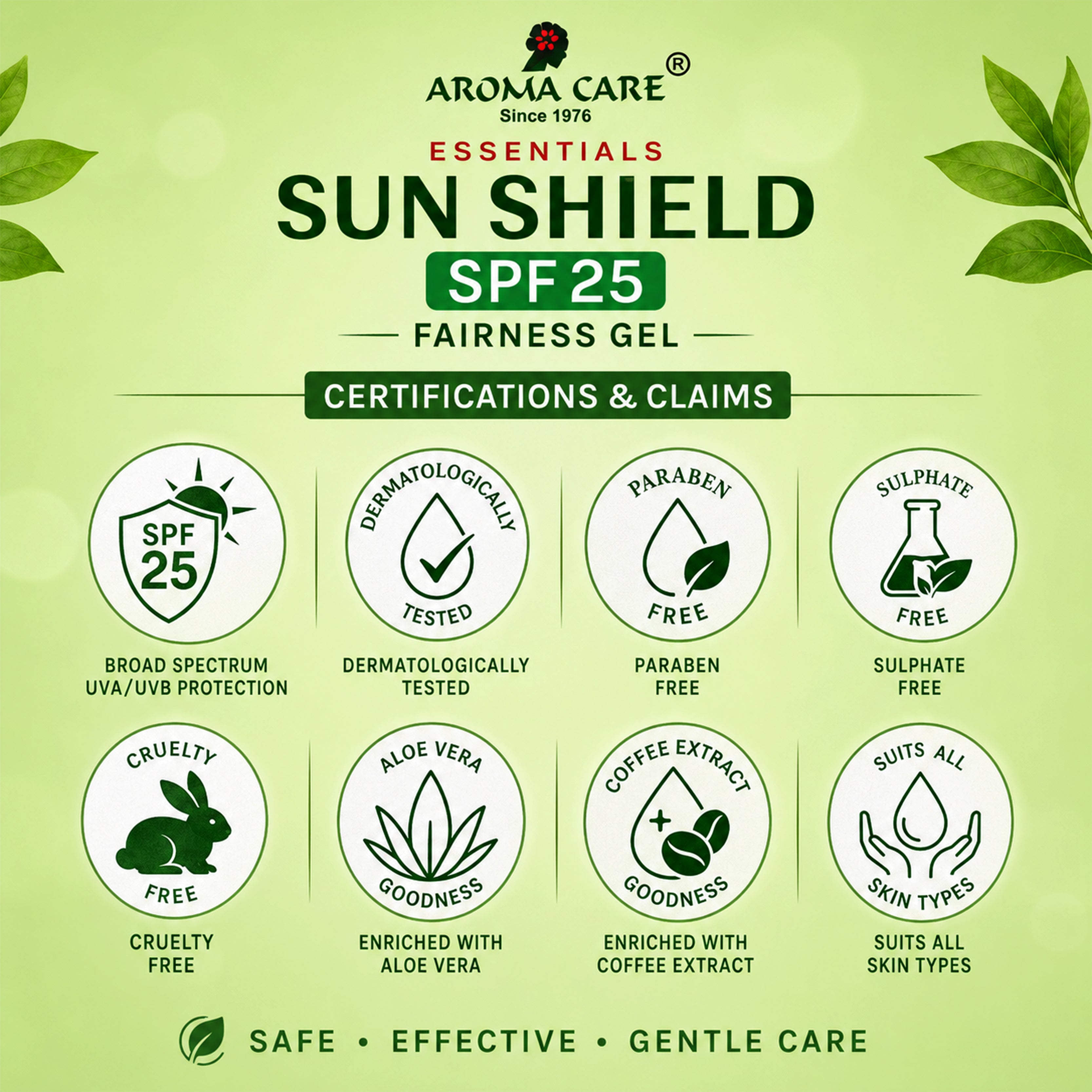 Sun Shield SPF 25 Fairness Gel Sunscreen for Daily UV Protection & Brightening