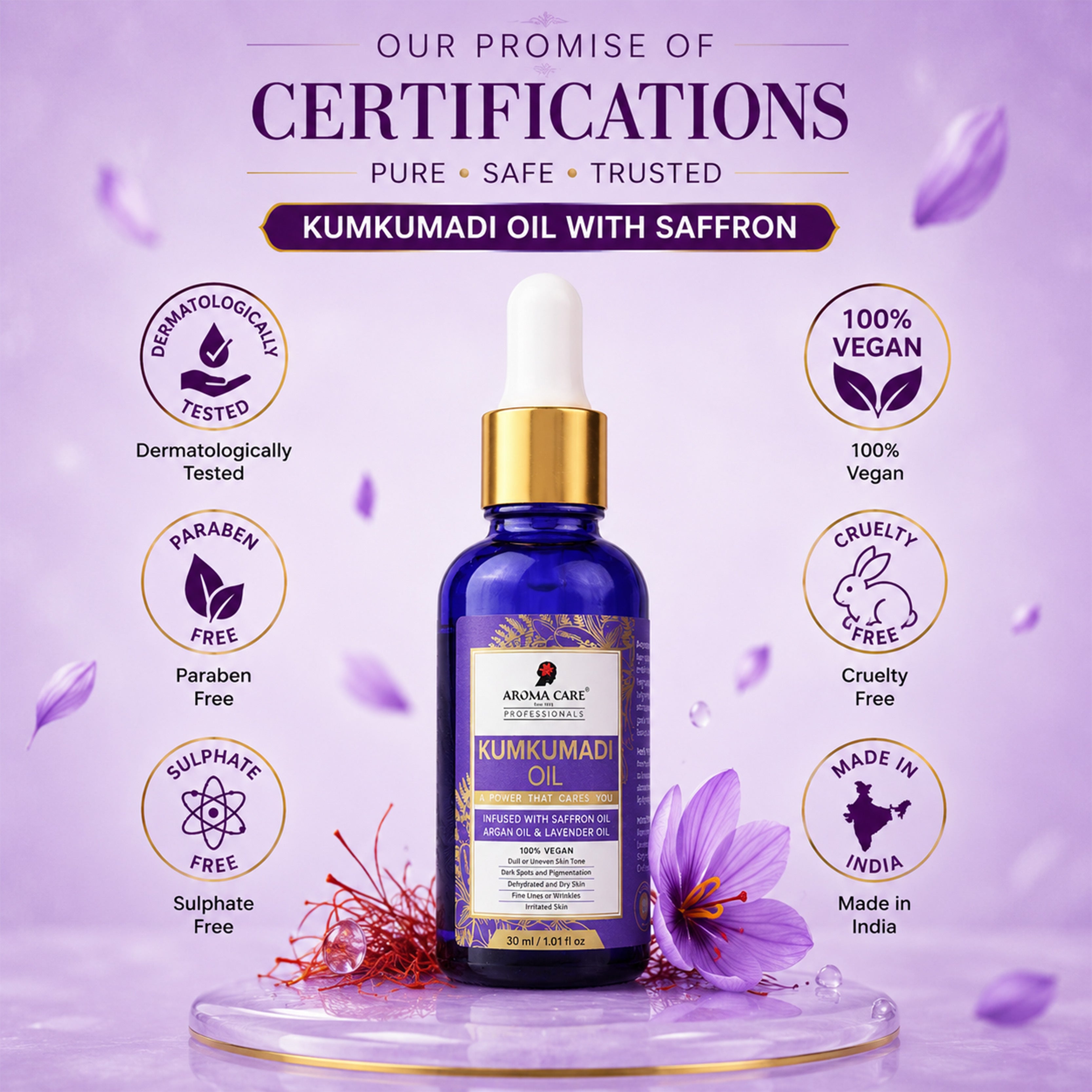 Kumkumadi Tailam Face Oil with Pure Saffron for Brightening & Radiant Skin 30ml