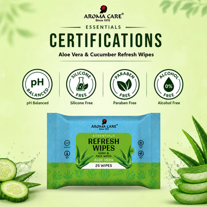 Aloe Vera & Cucumber Refresh Wipes, 25 Wipes, Pack Of (2)