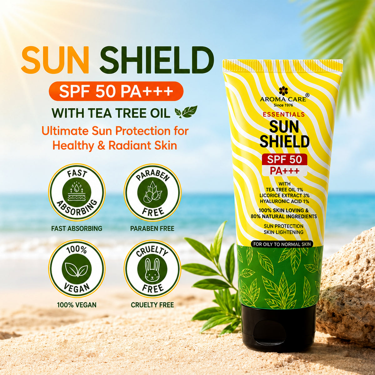 Sun Shield SPF 50 PA+++ Sunscreen With Tea