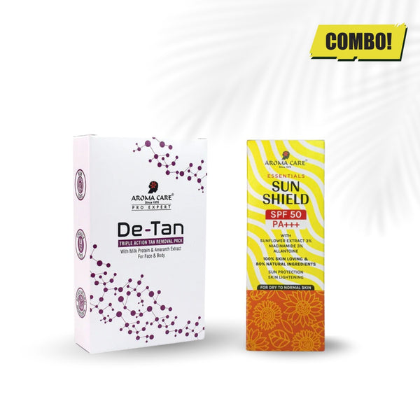 Detan triple action tan removal pack + sunshield spf 50 pa ++++