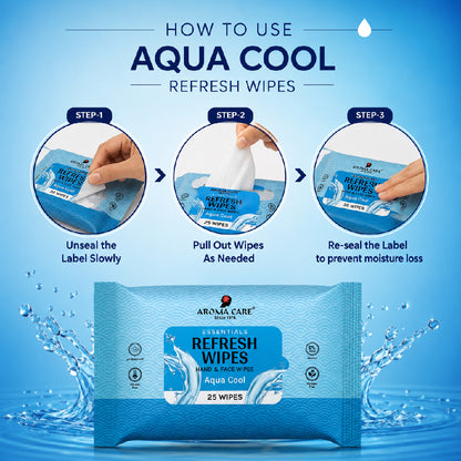 Aqua Cool Refresh Wipes, 25 wipes, Pack of (2)