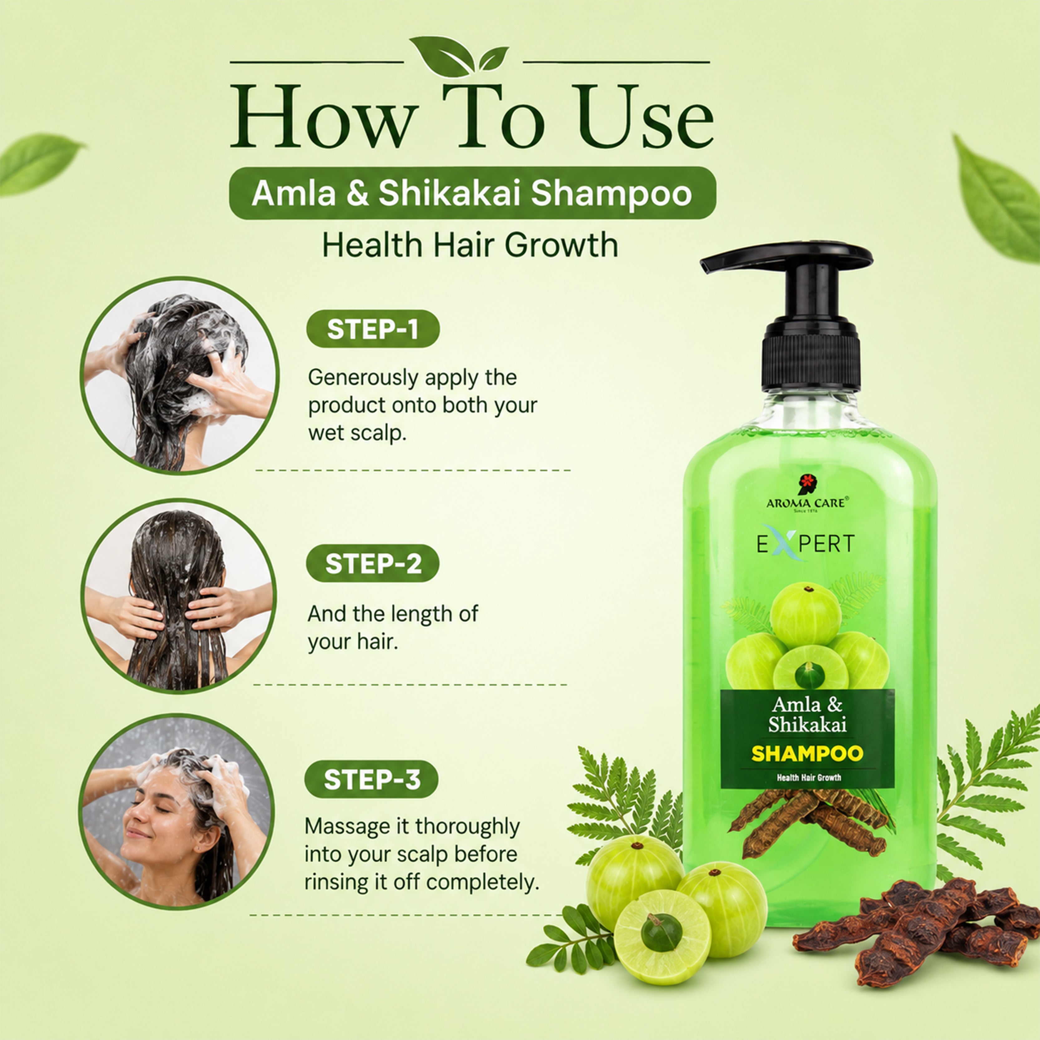 Amla & Shikakai Shampoo – Ayurvedic Hair Fall Control & Strengthening Shampoo
