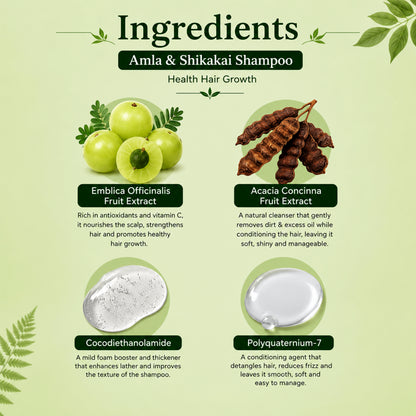 Amla & Shikakai Shampoo – Ayurvedic Hair Fall Control & Strengthening Shampoo