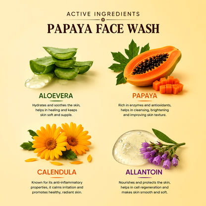 Papaya Face Wash 50ml, Gentle Brightening & Calming