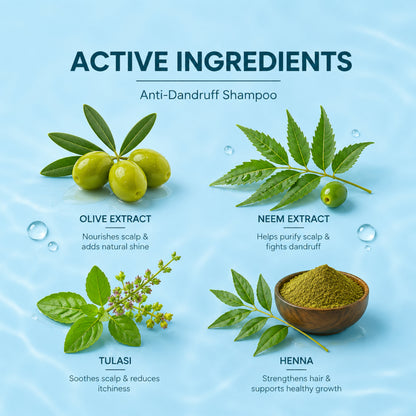 Anti-Dandruff Shampoo with Cooling Menthol, Neem & Tulsi for Flake-Free Scalp