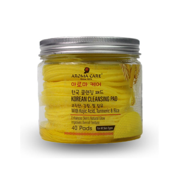 Aroma Care Korean Cleansing Pad 40 Pads With Kojic Acid, Turmeric & Rice, Enhance Skin's Natural Glow Improve Overall Texture