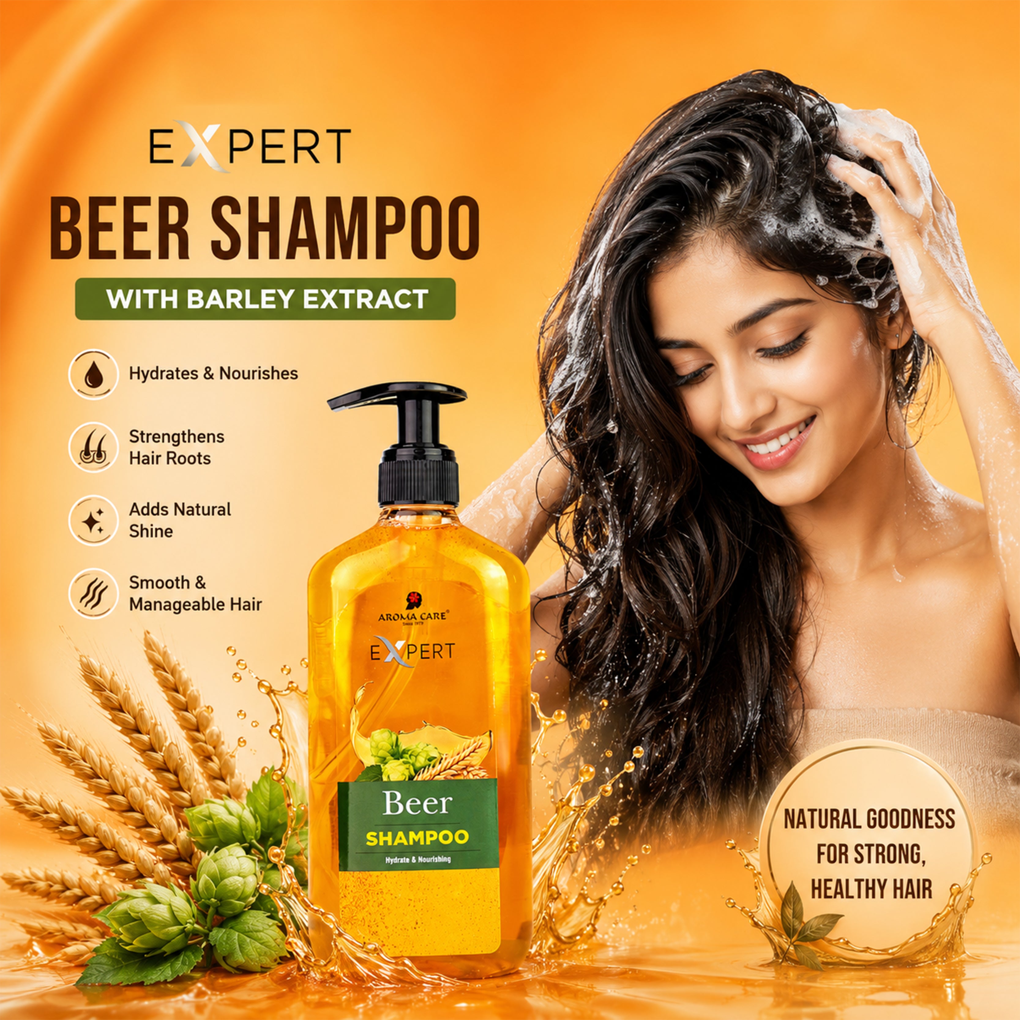Beer Shampoo for Stronger, Shinier & Healthier Hair – Protein-Rich Formula