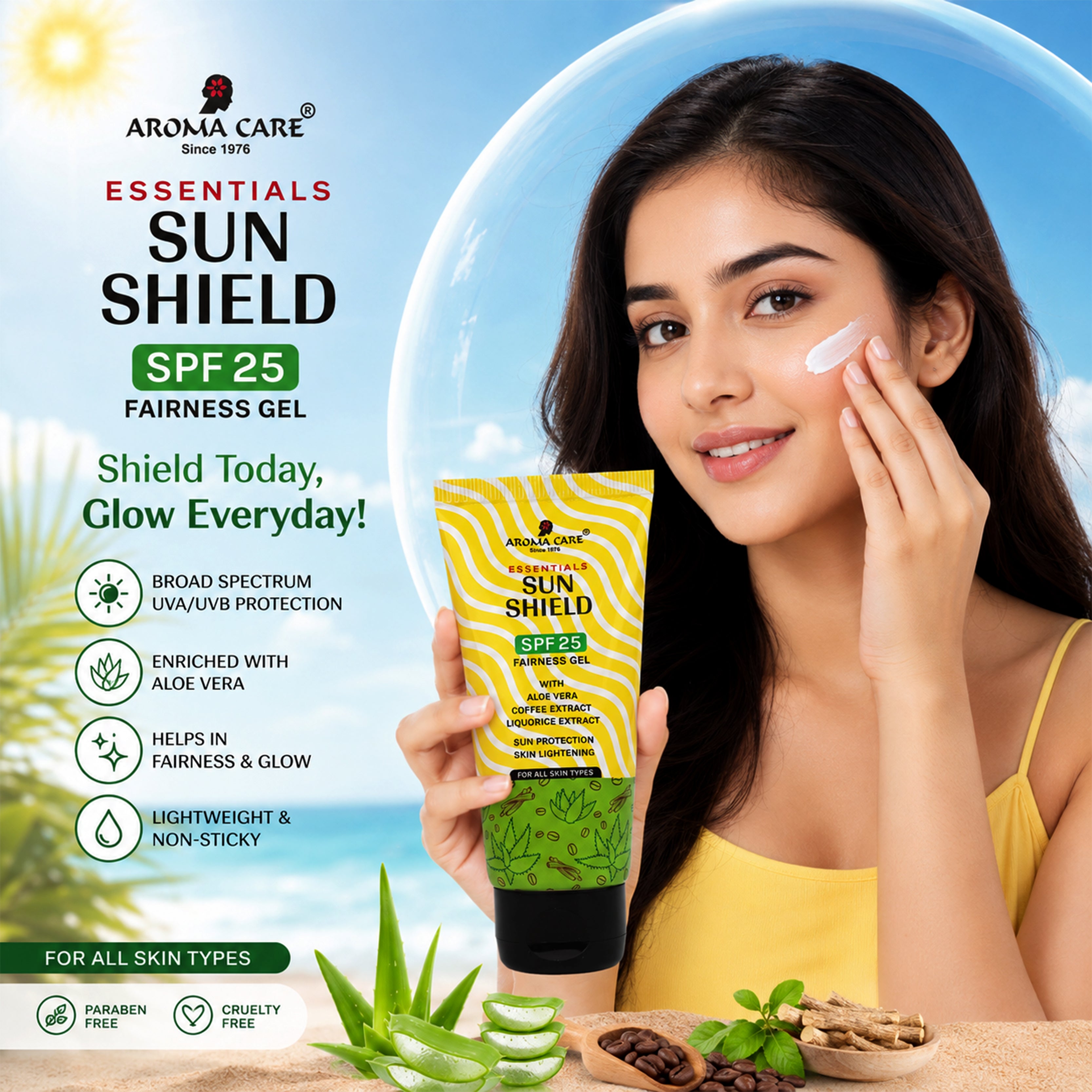 Sun Shield SPF 25 Fairness Gel Sunscreen for Daily UV Protection & Brightening