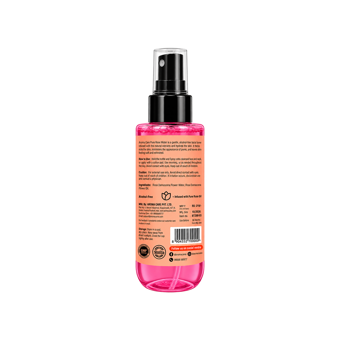 Pure Rose Water With Rose Oil - 100ml, All Skin types