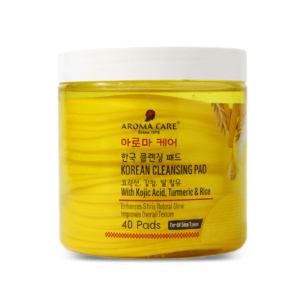 Aroma Care Korean Cleansing Pad 40 Pads With Kojic Acid, Turmeric & Rice, Enhance Skin's Natural Glow Improve Overall Texture