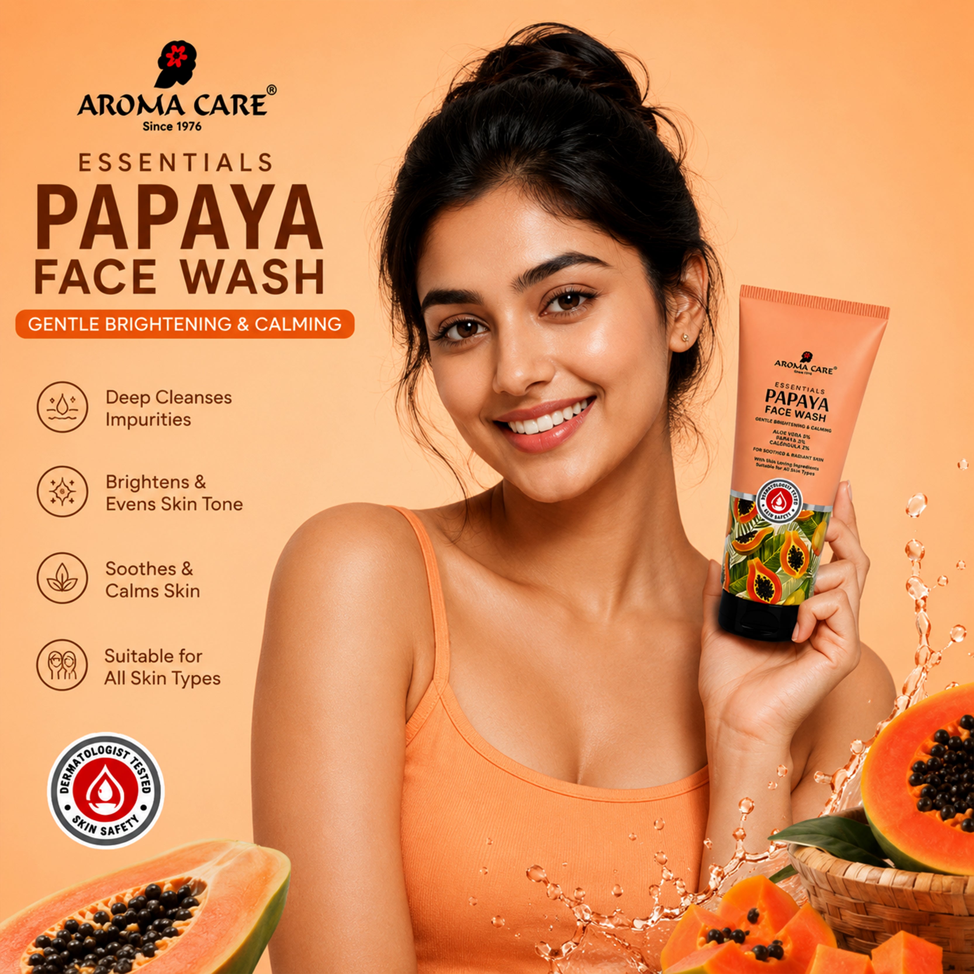 Papaya Face Wash 50ml, Gentle Brightening & Calming