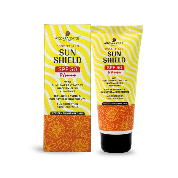 Essentials Sun Shield SPF 50 PA+++ With Sunflower Extract, Niacinamide, Allantoine, 100% Skin Loving & Natural Ingredients, For Dry To Normal Skin