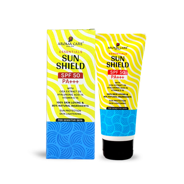 Essentials Sun Shield SPF 50 PA+++ With Cica Extract, Hyaluronic Acid, Vitamin E, 100% Skin Loving & Natural Ingredients, For Sensitive Skin